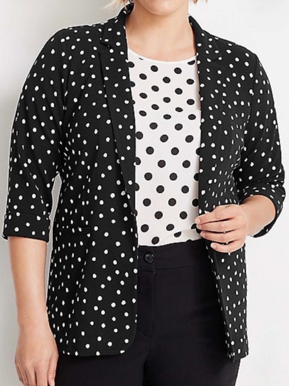 Maurices Black Blazer White Polka Dots Office Size XXL